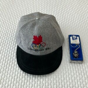 Lillehammer ‘94 Olympic commemorative ball cap & keychain gift set, Grey black